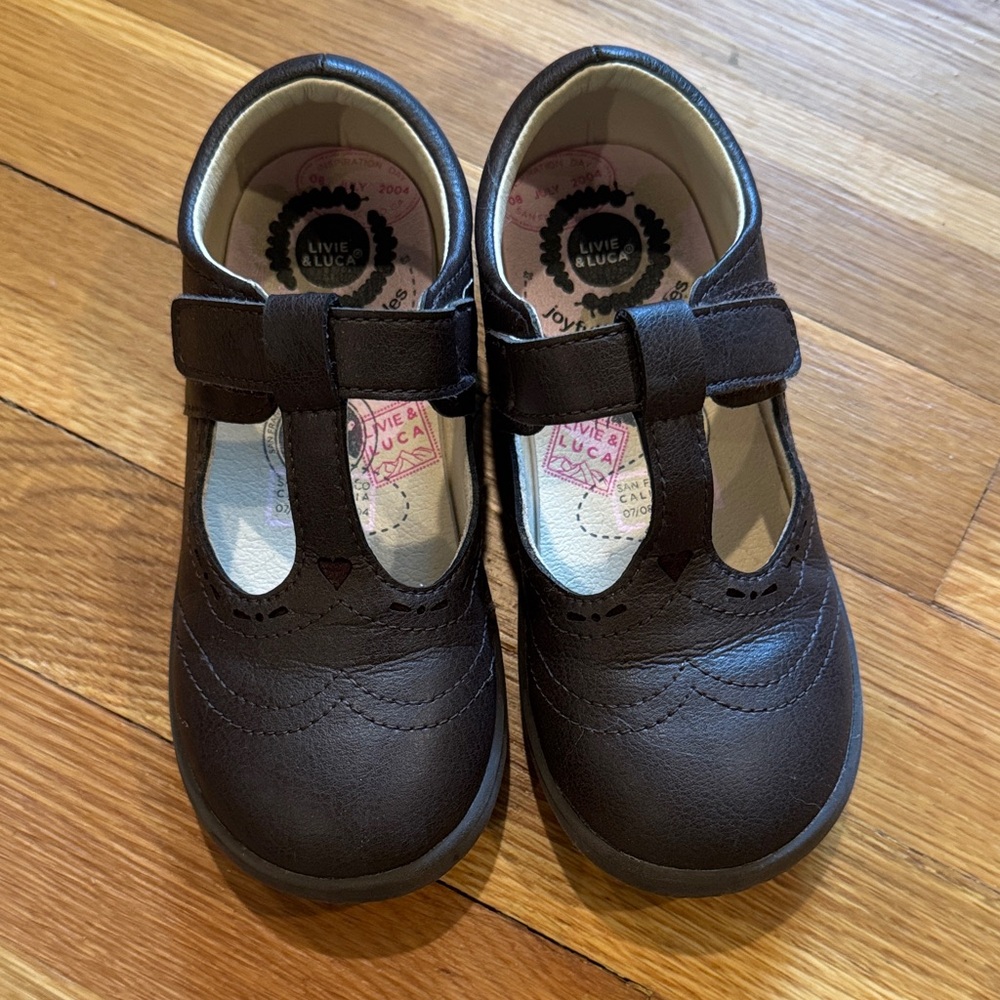 Livie & Luca Brown T-Strap Mary Jane Toddlers